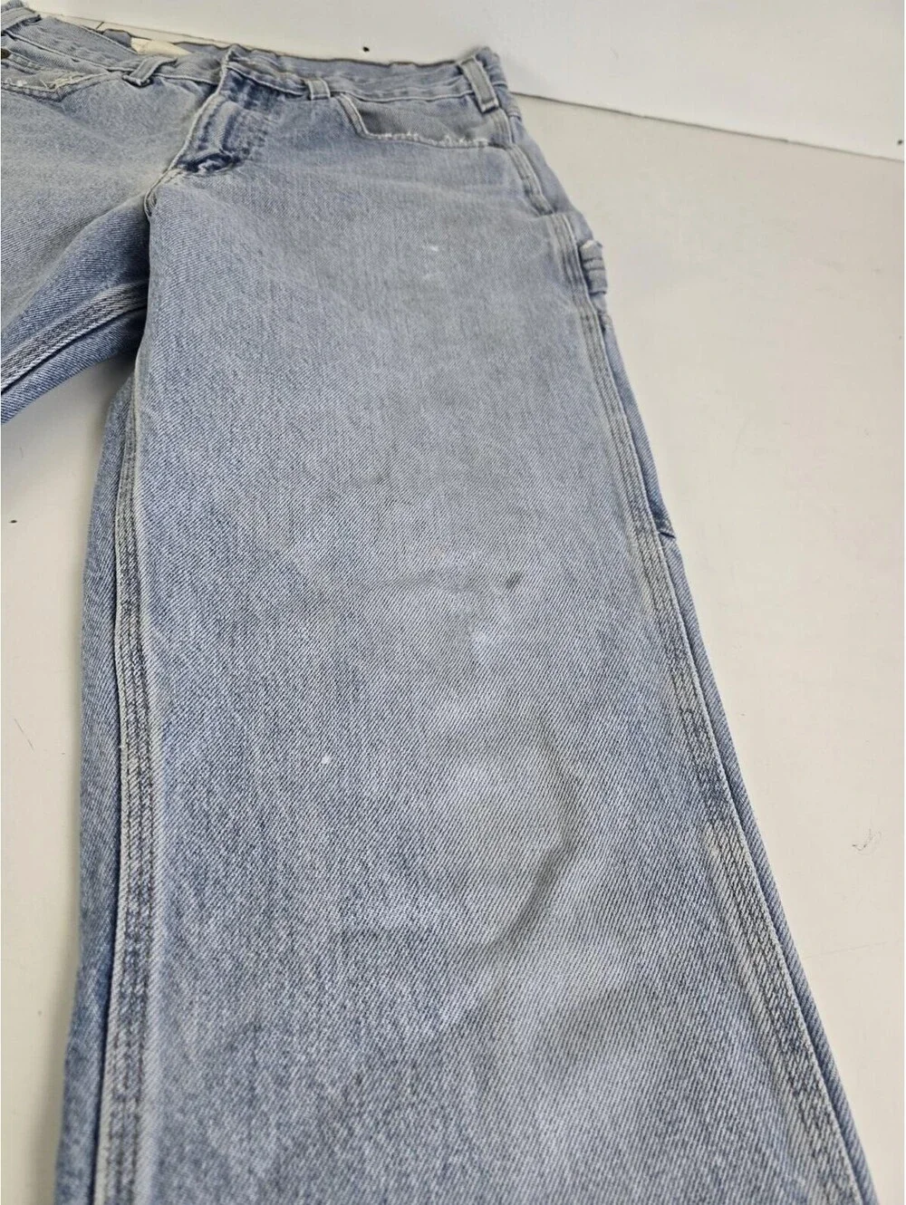 Carhartt Carpenter Jeans 32x30 Baggy Wide Leg Fit Light Wash Distressed Denim